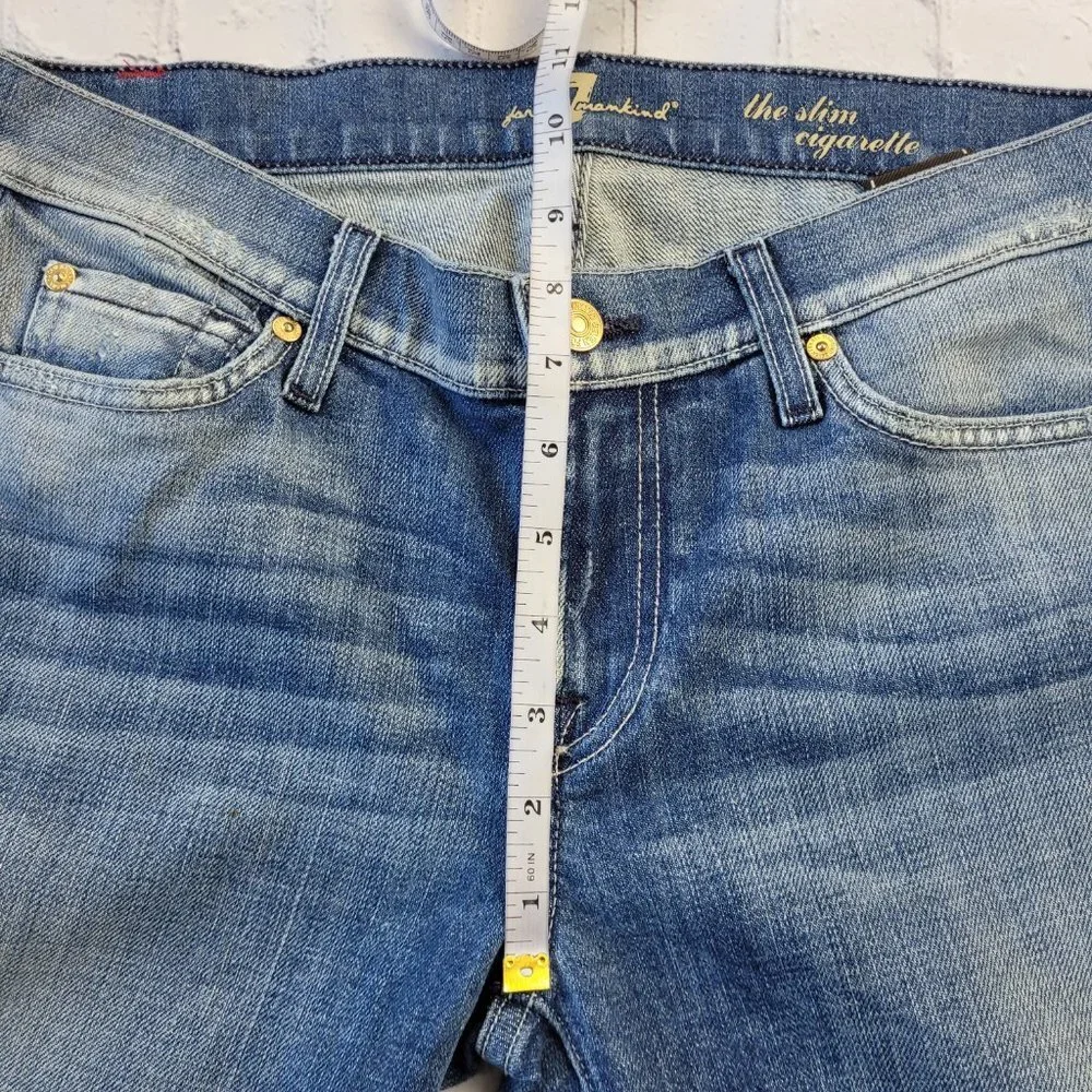7 for all mankind woman’s blue the slim cigarette jeans size 27 - Picture 5 of 14